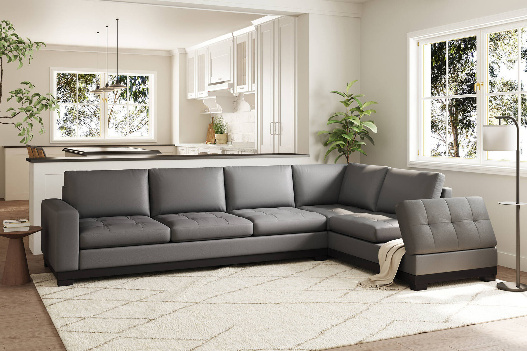 Aine Leather Corner Sectional Sofa