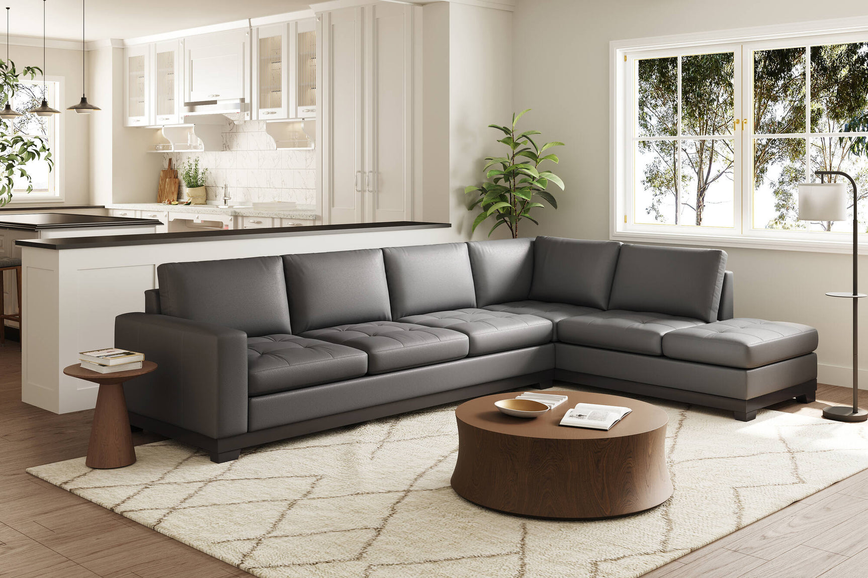 Aine Leather Corner Sectional Sofa