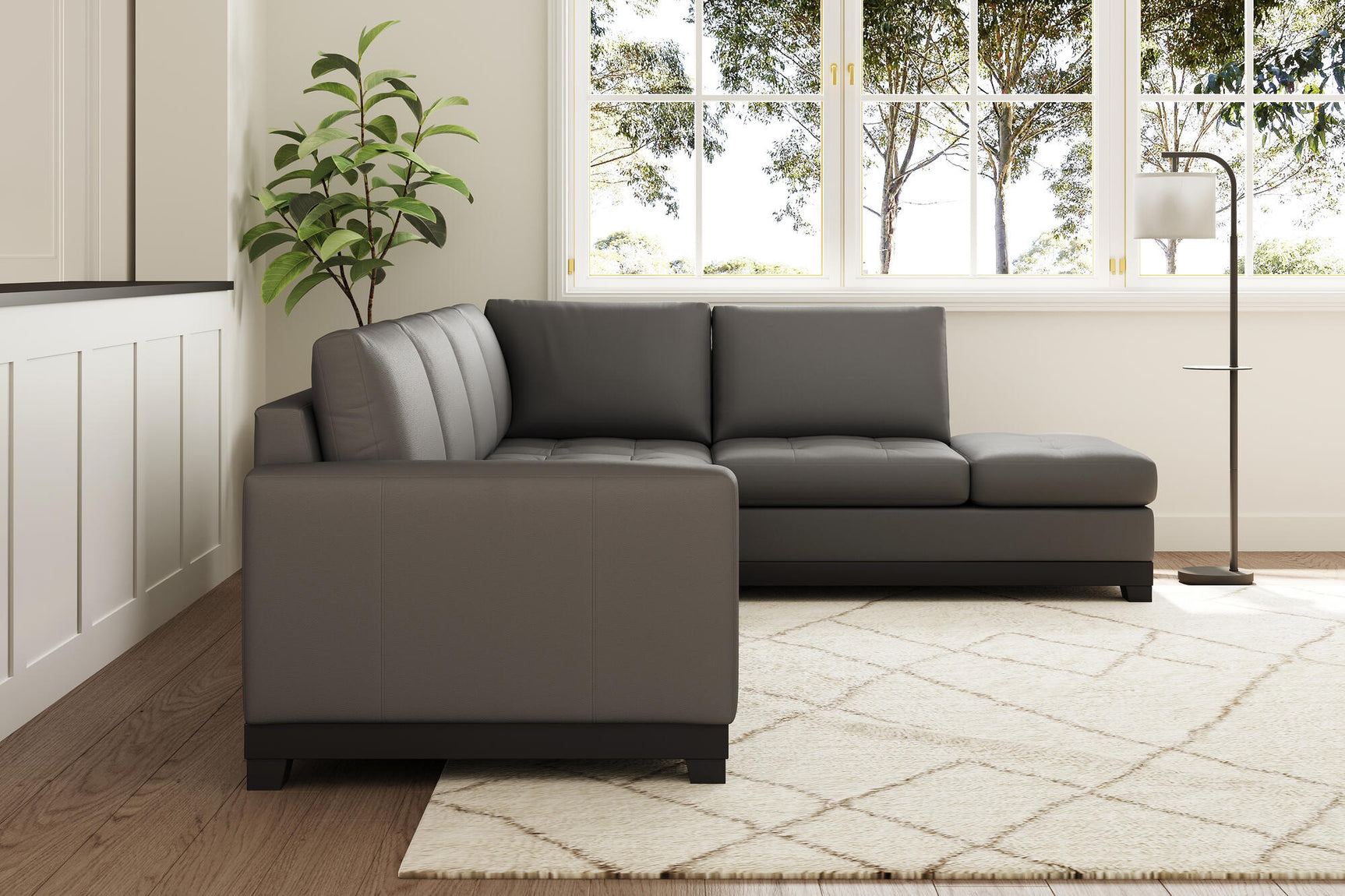 Aine Leather Corner Sectional Sofa