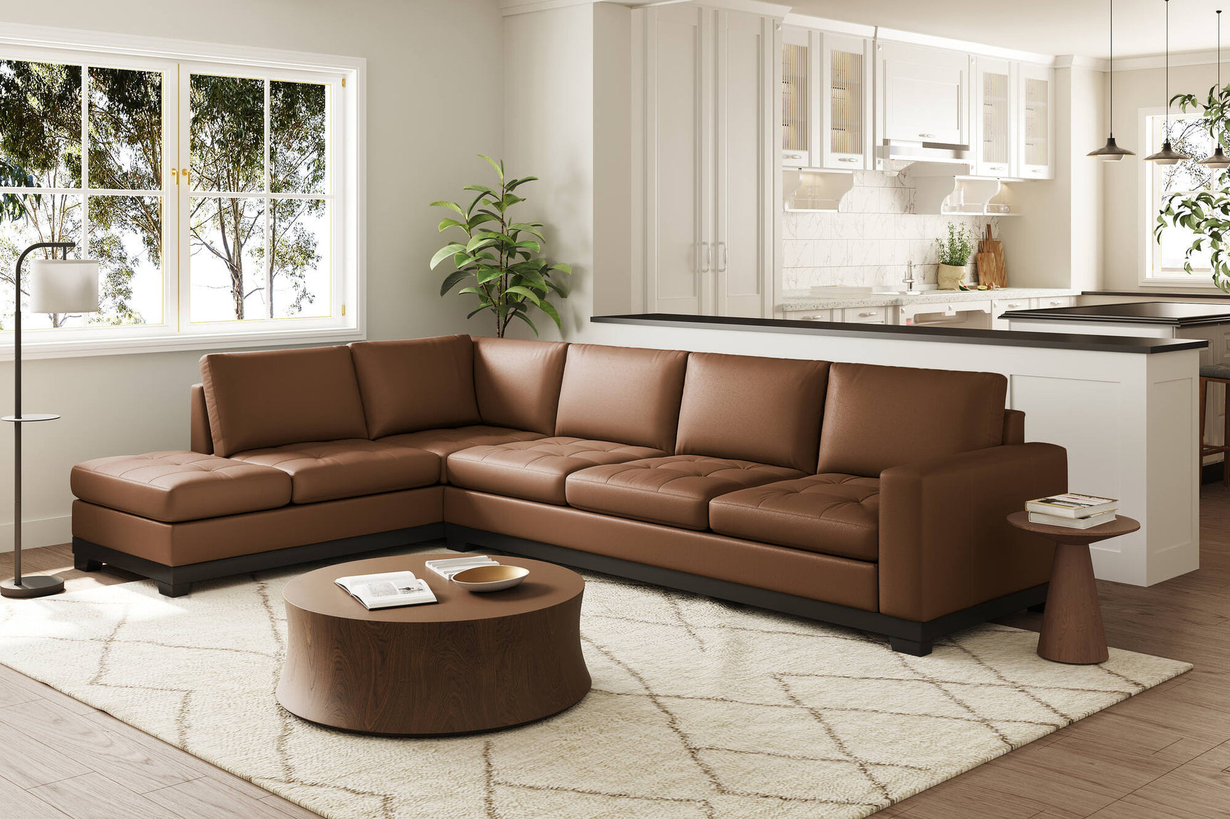 Aine Leather Corner Sectional Sofa