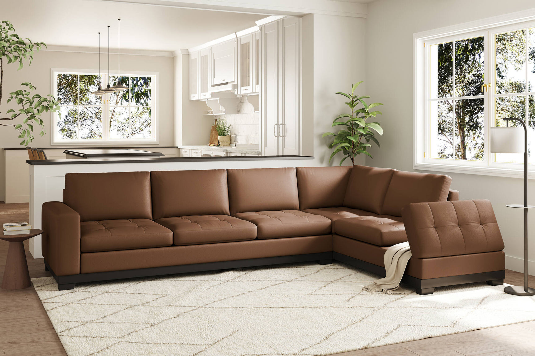 Aine Leather Corner Sectional Sofa