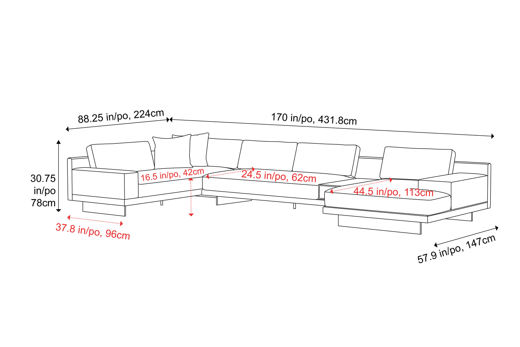Alessandro Leather Modular Sectional Sofa