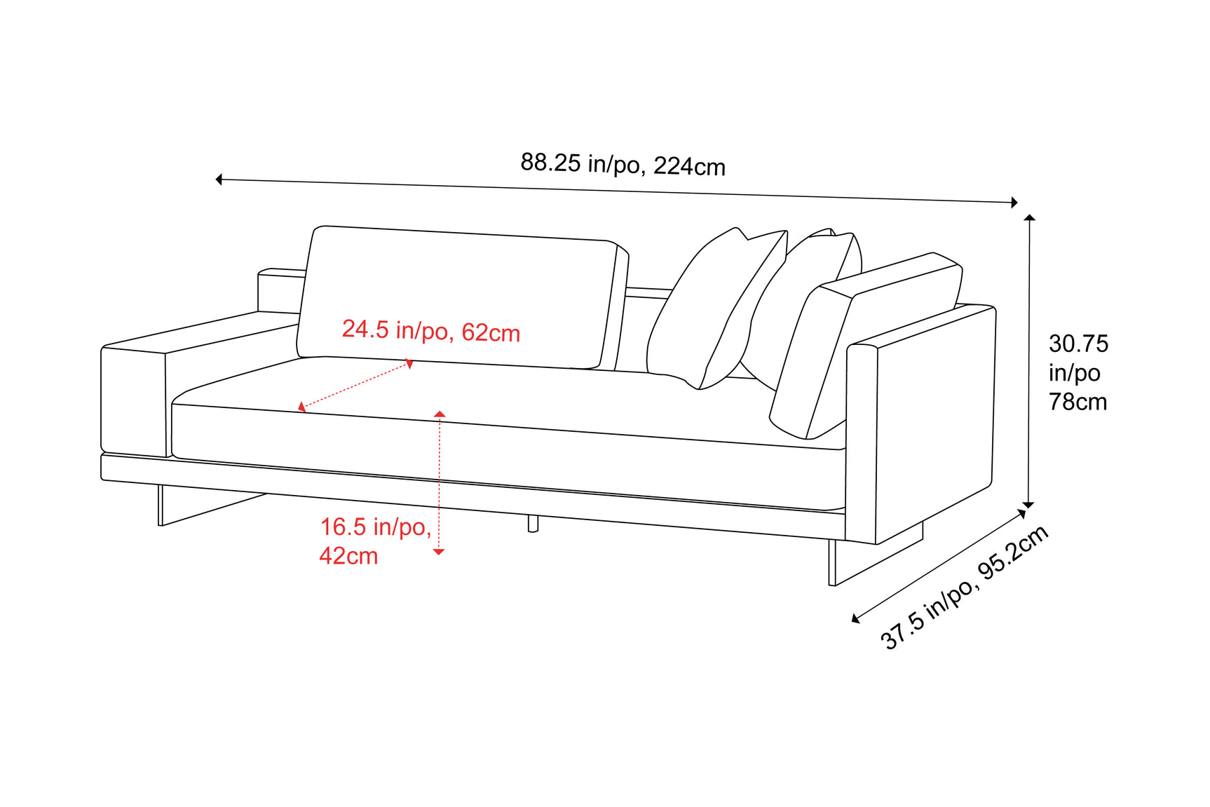 Alessandro Leather Loveseat Sofa
