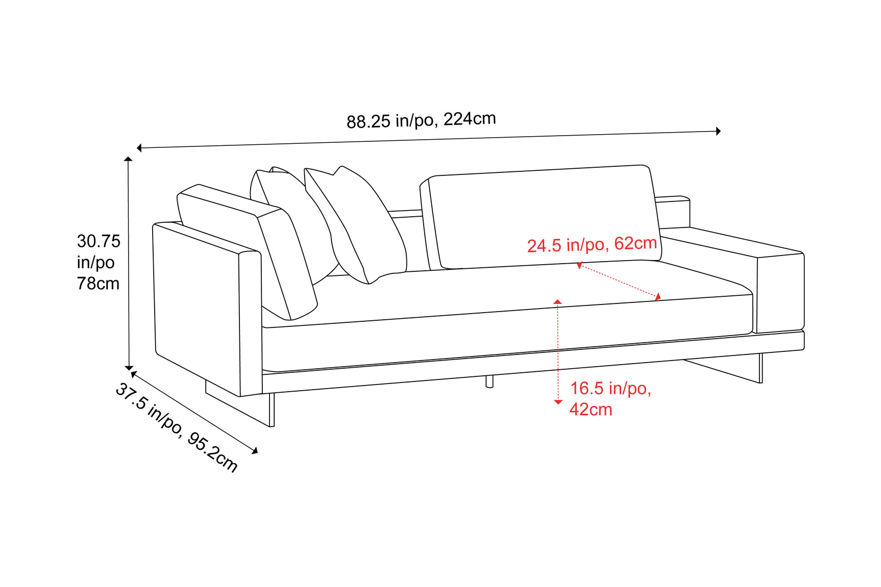 Alessandro Leather Loveseat Sofa