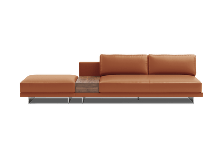 Alessandro Leather Armless Loveseat & Ottoman