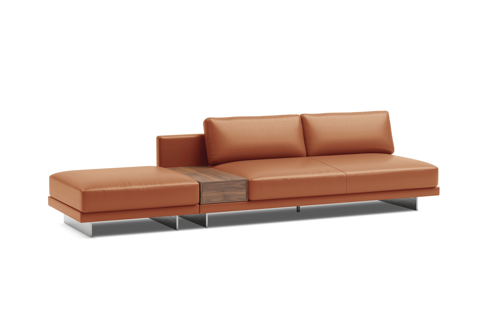 Alessandro Leather Armless Loveseat & Ottoman