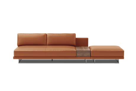 Alessandro Leather Armless Loveseat & Ottoman