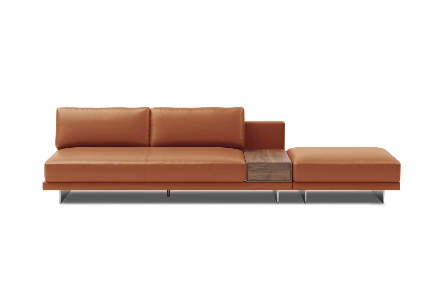 Alessandro Leather Armless Loveseat & Ottoman