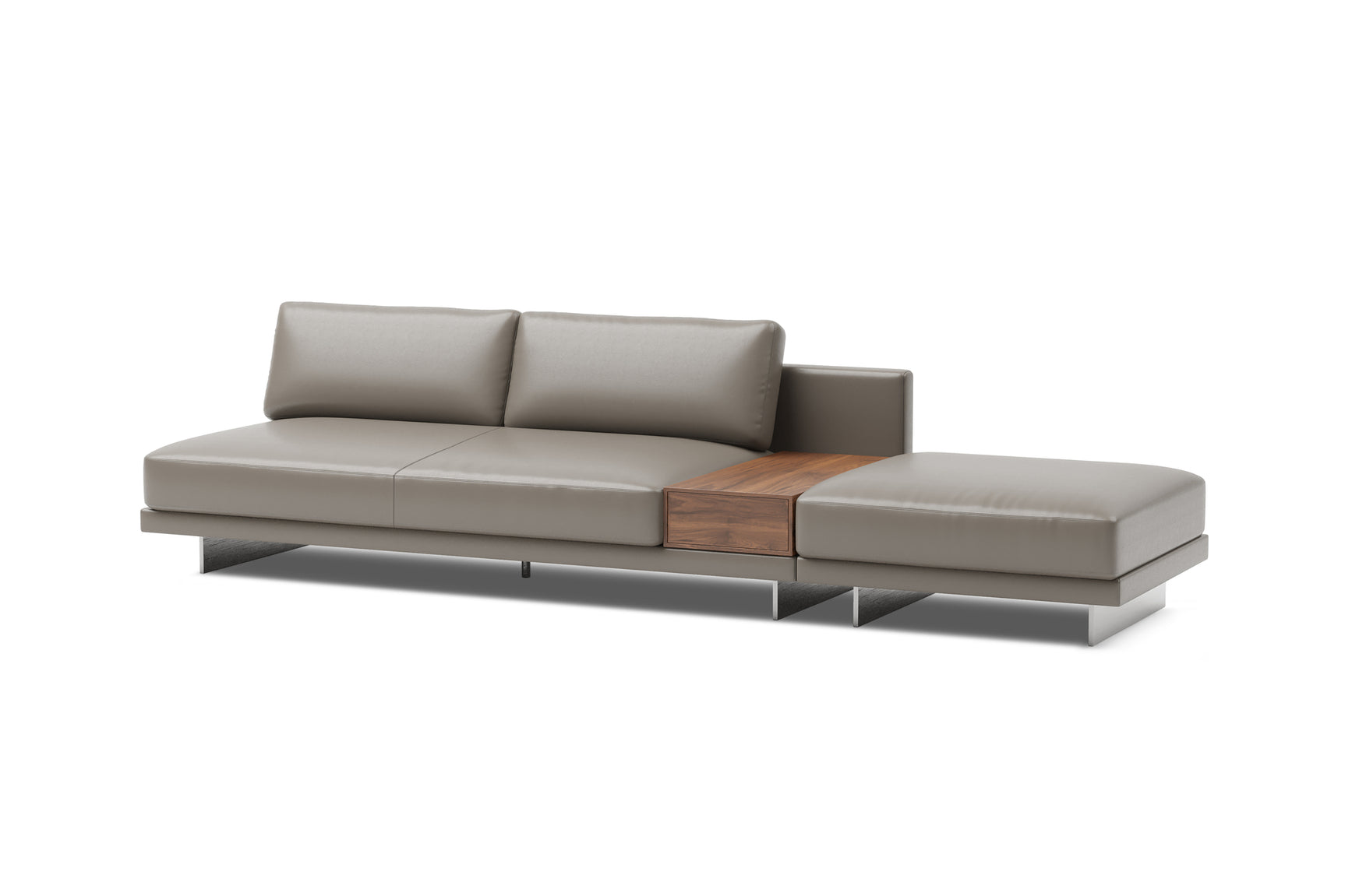 Alessandro Leather Armless Loveseat & Ottoman