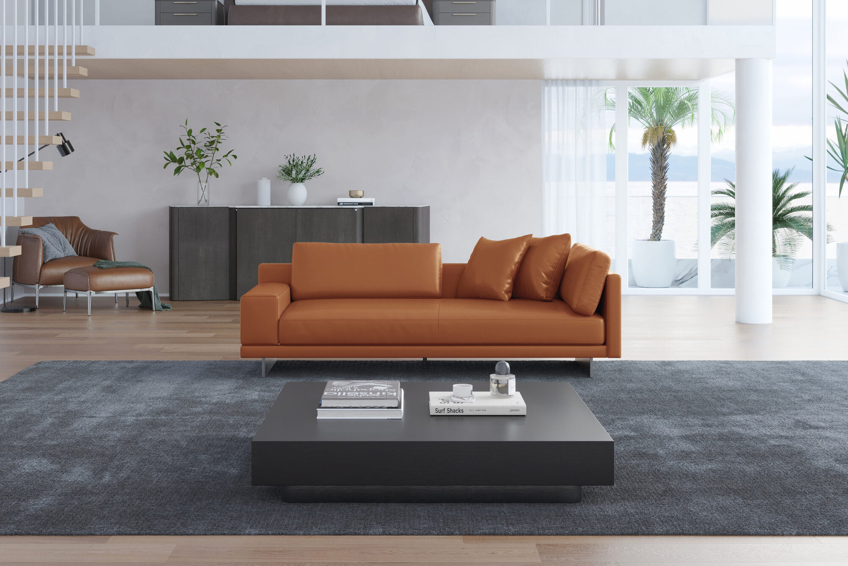 Alessandro Leather Loveseat Sofa