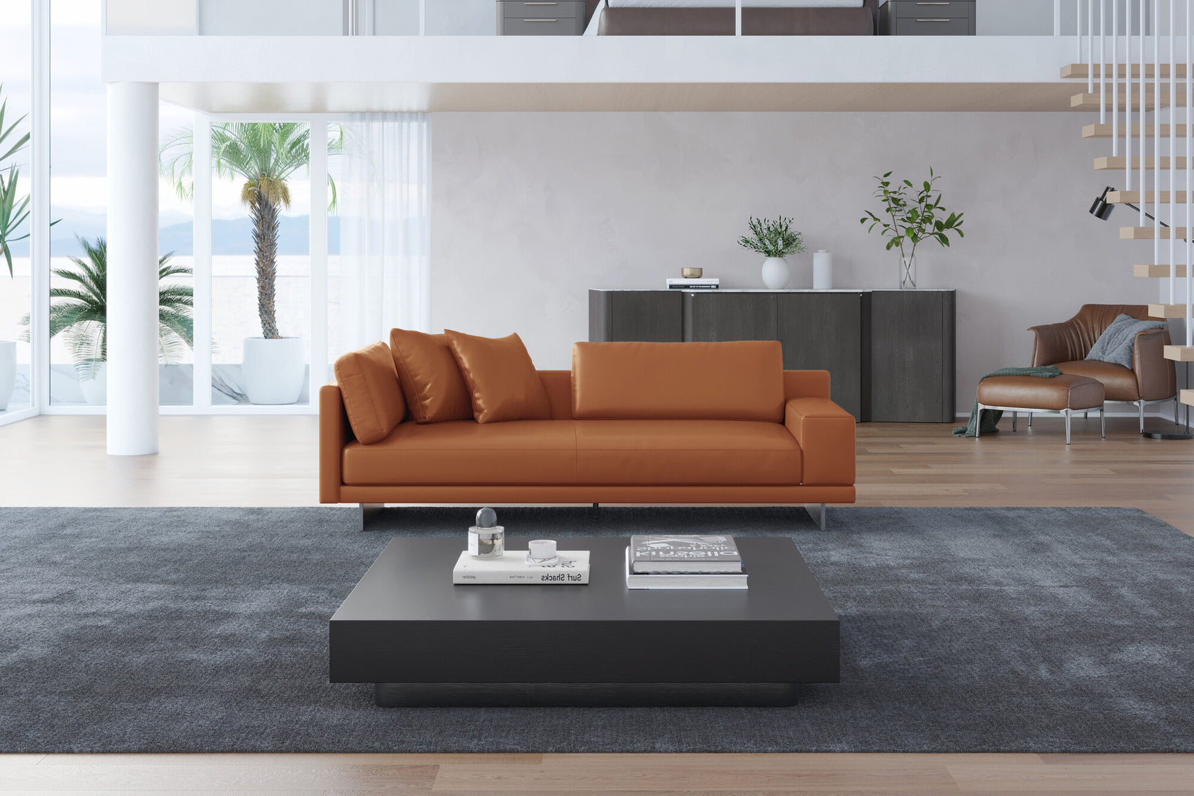 Alessandro Leather Loveseat Sofa