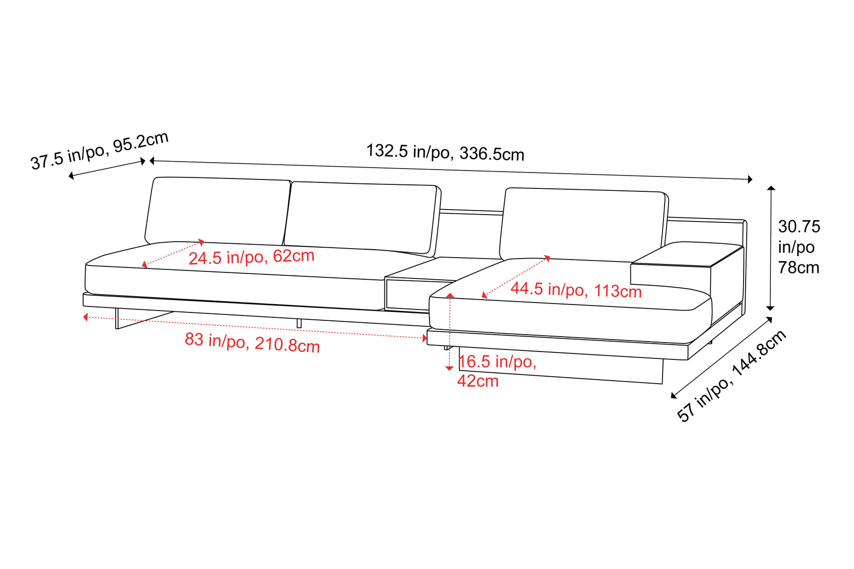 Alessandro Leather Modular Sectional Sofa