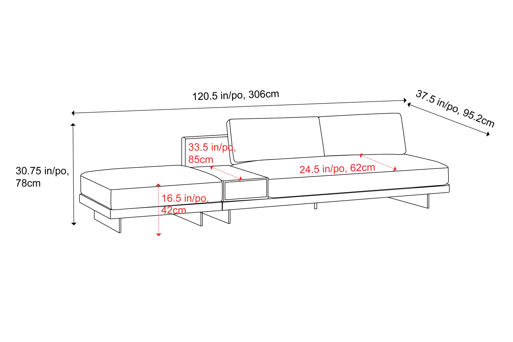 Alessandro Leather Armless Loveseat & Ottoman