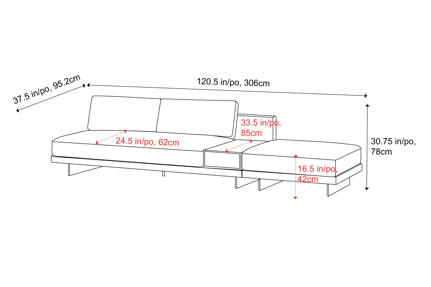 Alessandro Leather Armless Loveseat & Ottoman