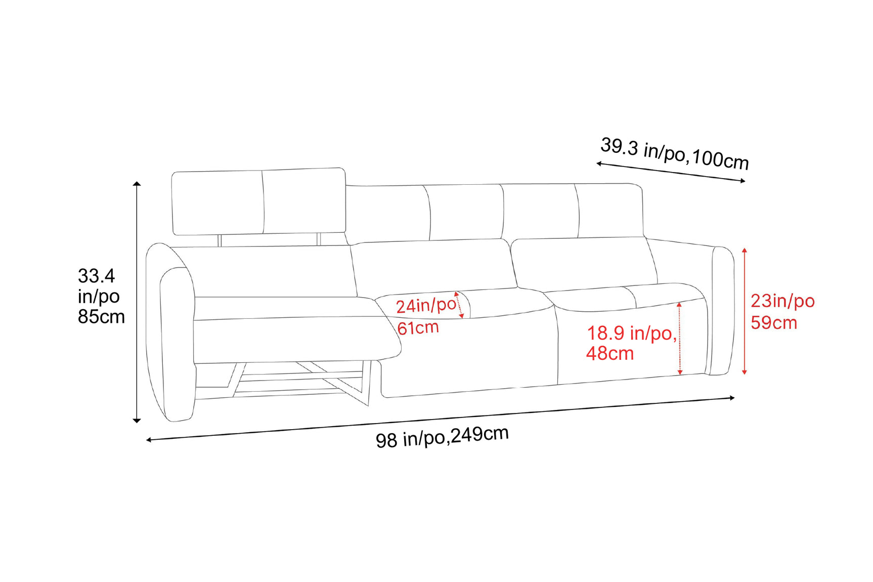 Alessia Leather Recliner Sofa
