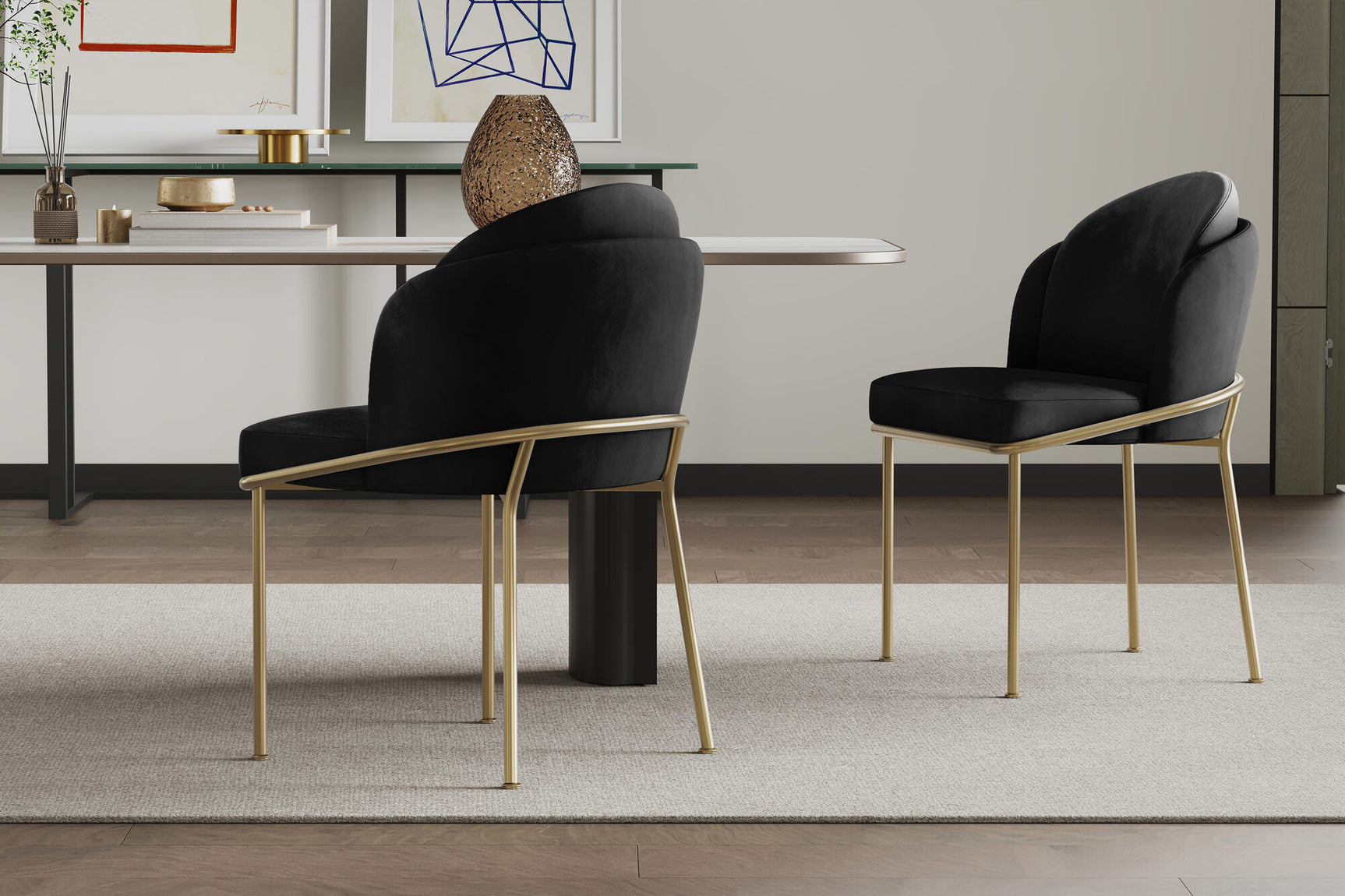 Alexander Velvet Fabric Dining Chair (Set of 2)