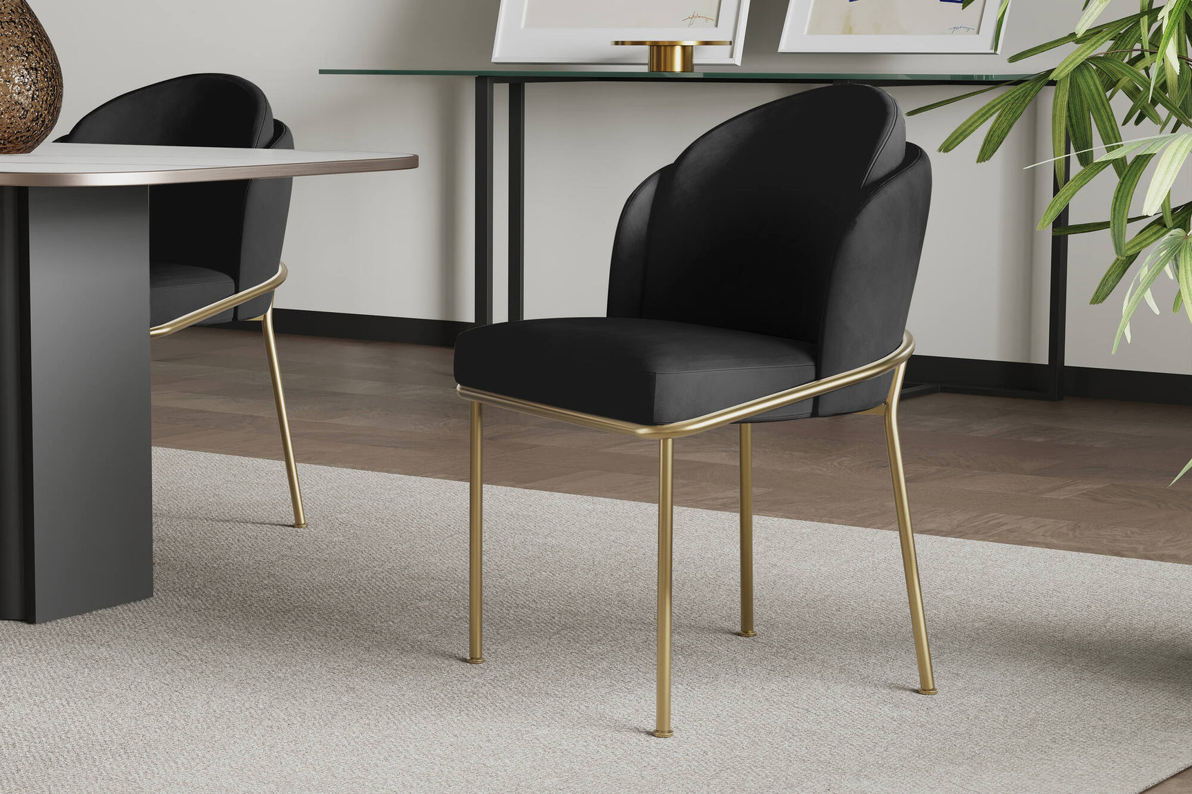 Alexander Velvet Fabric Dining Chair (Set of 2)