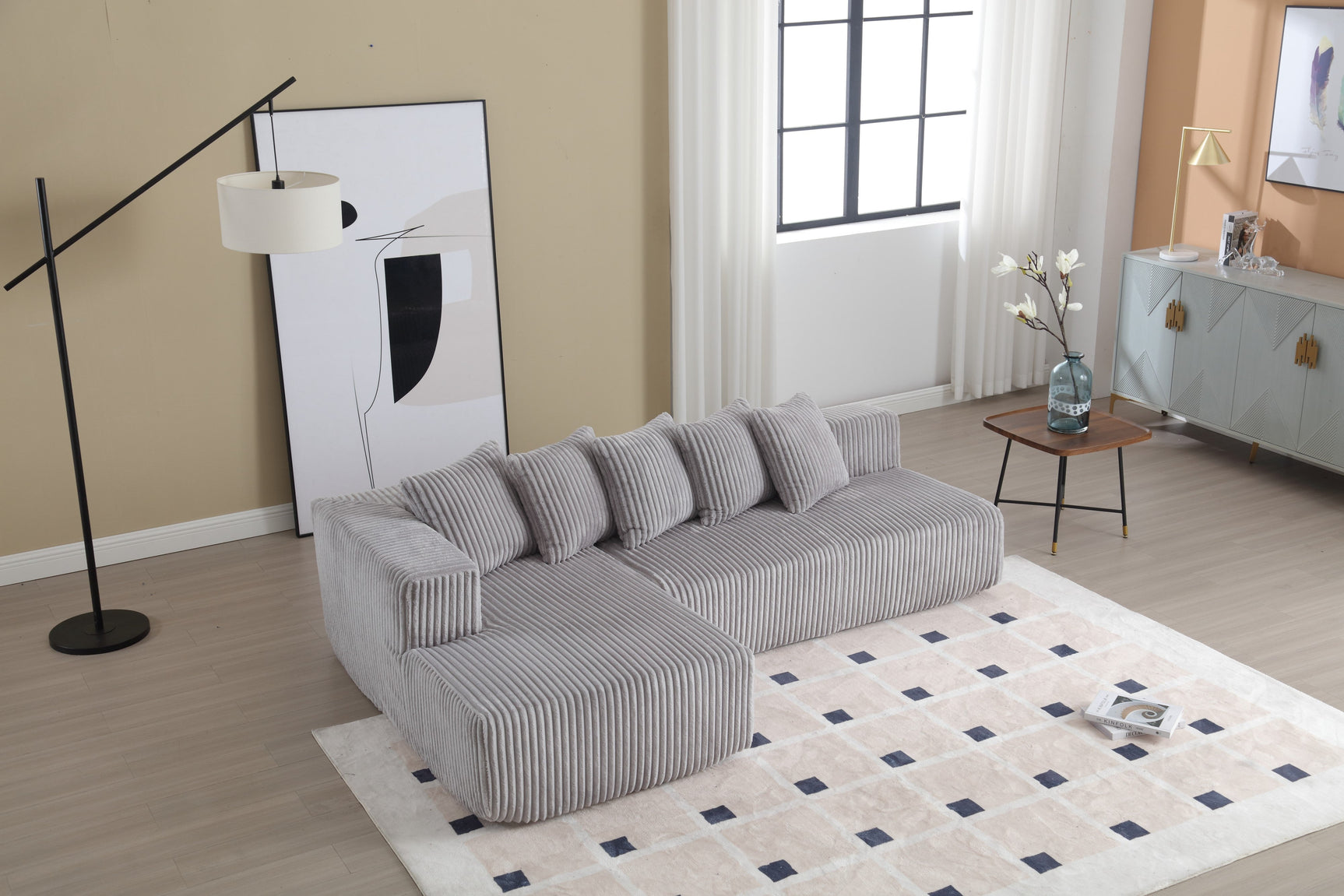 Alexus Corduroy Fabric Sectional Sofa