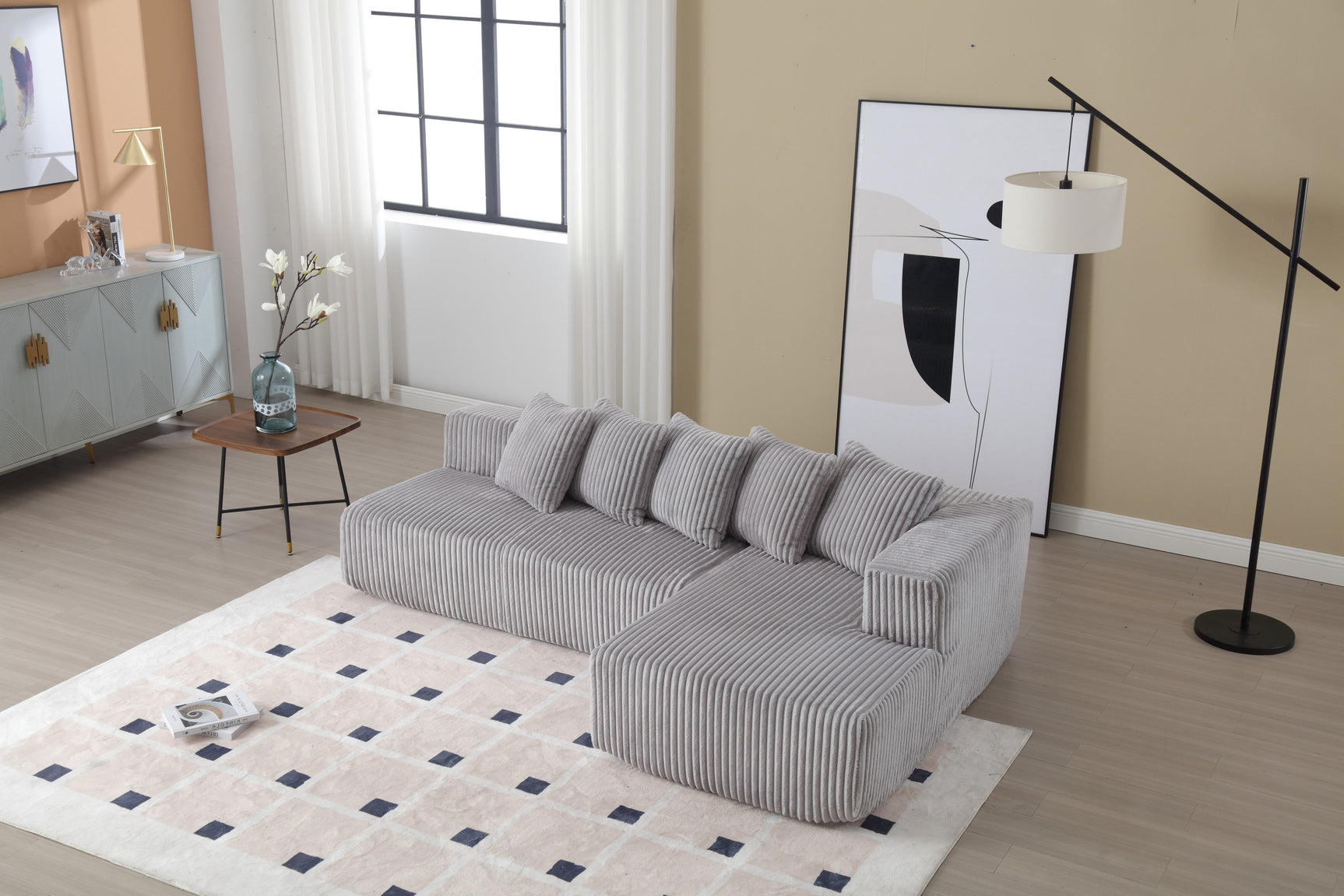 Alexus Corduroy Fabric Sectional Sofa