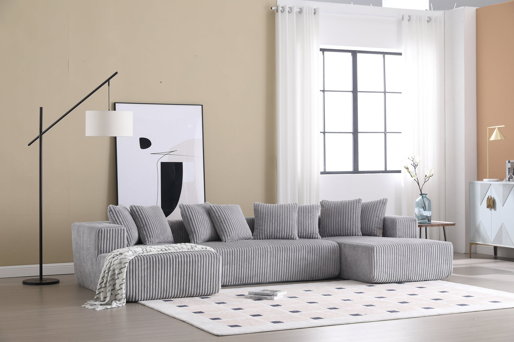 Alexus Corduroy Fabric Sectional Sofa