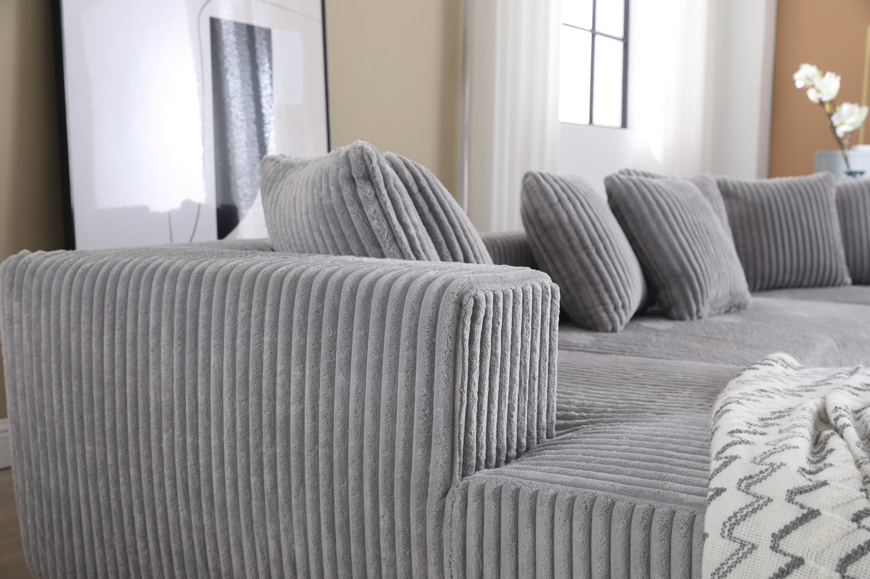 Alexus Corduroy Fabric Sectional Sofa