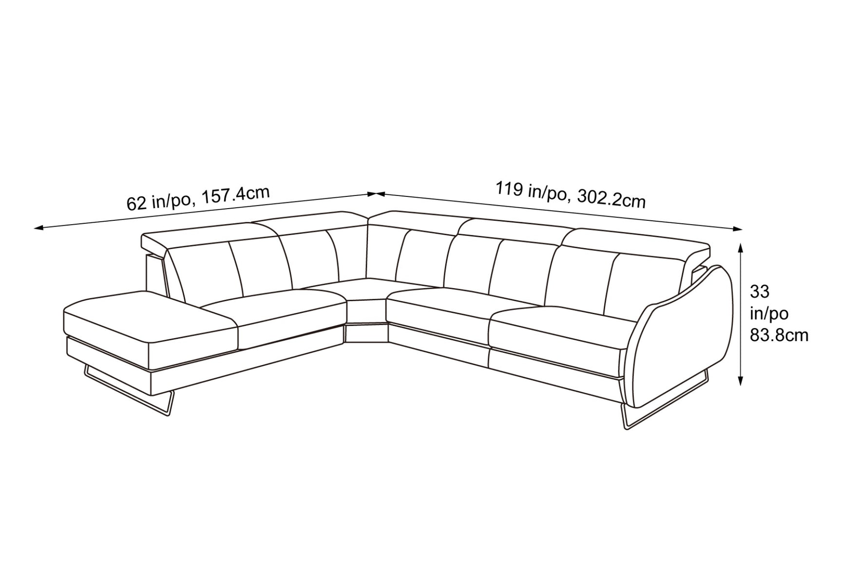 Amelie Leather Sectional Sofa