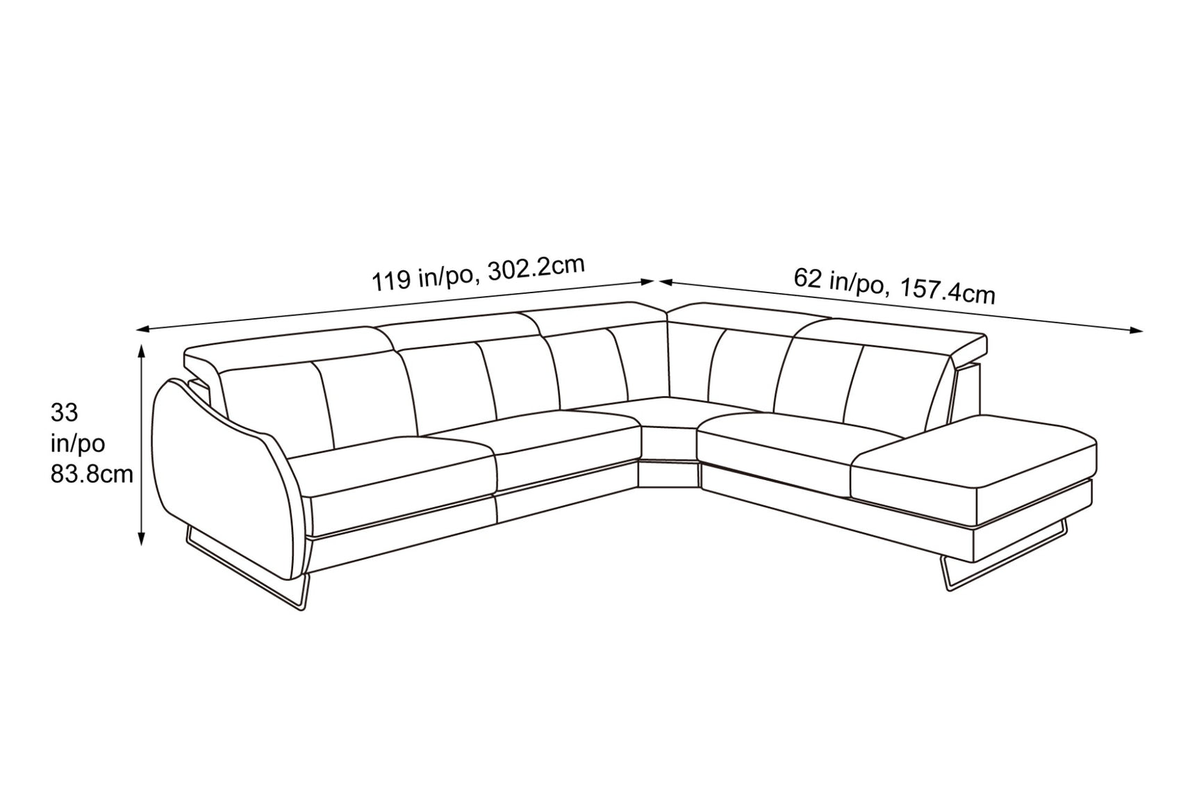 Amelie Leather Sectional Sofa