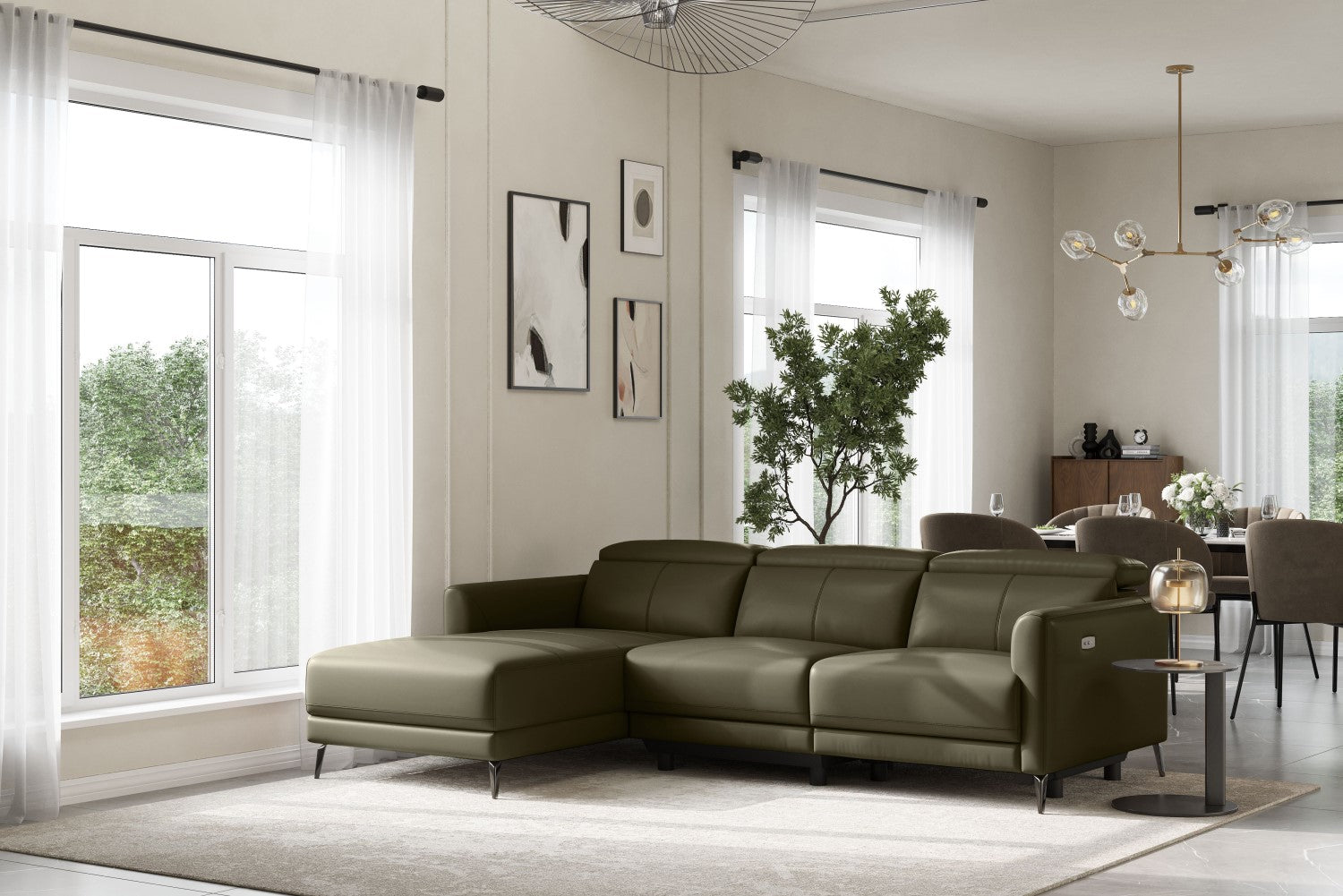 Andria Leather Reclining Sectional Sofa