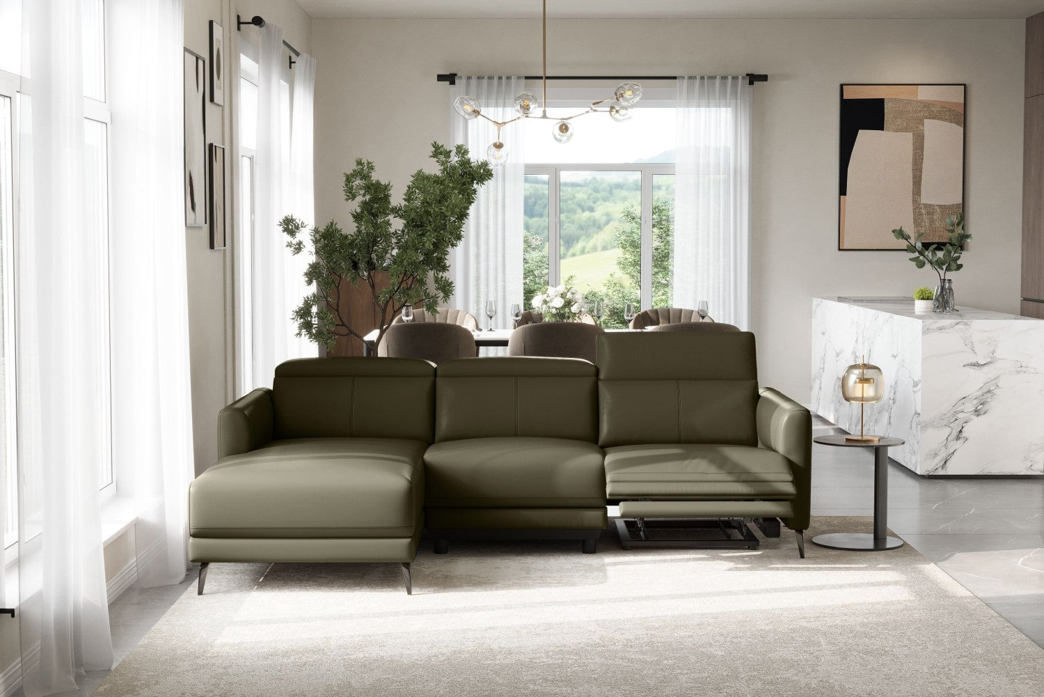 Andria Leather Reclining Sectional Sofa