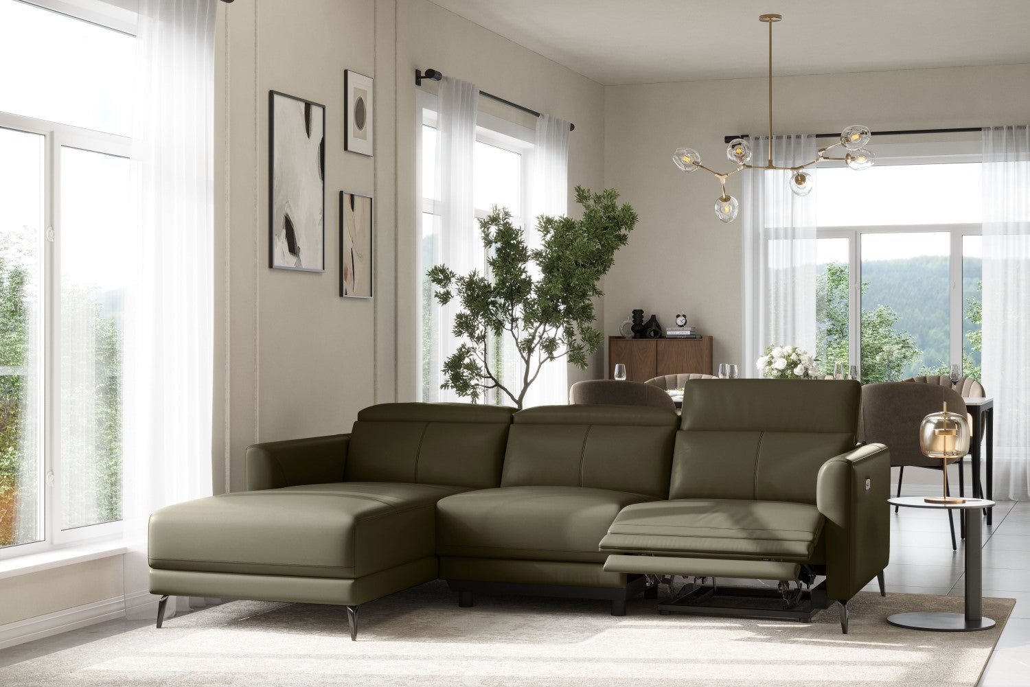 Andria Leather Reclining Sectional Sofa