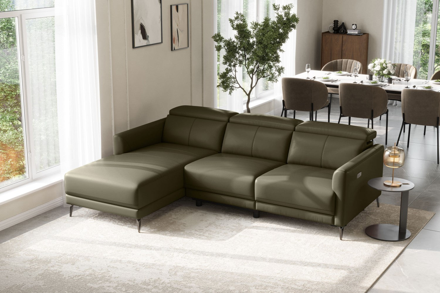 Andria Leather Reclining Sectional Sofa