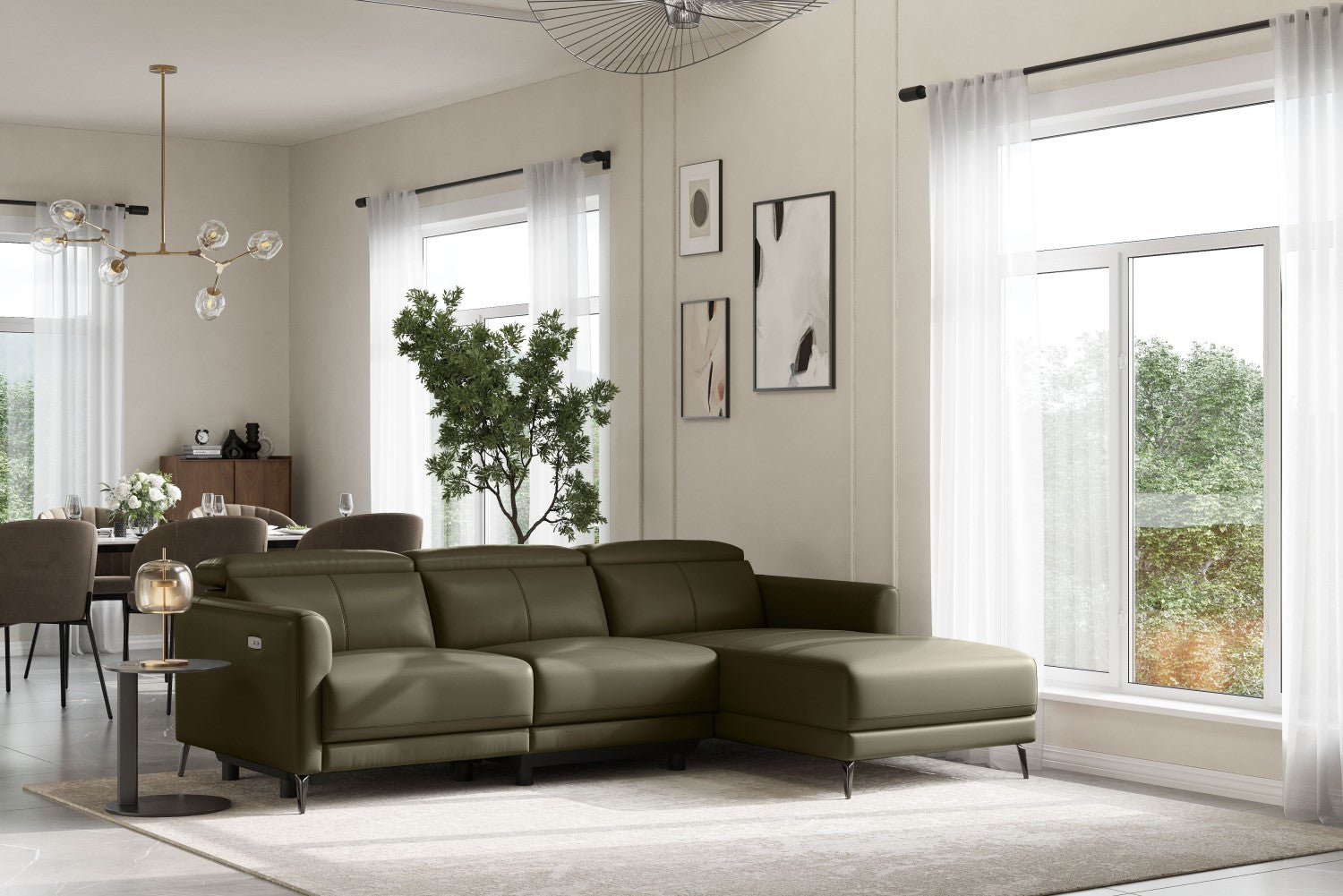 Andria Leather Reclining Sectional Sofa