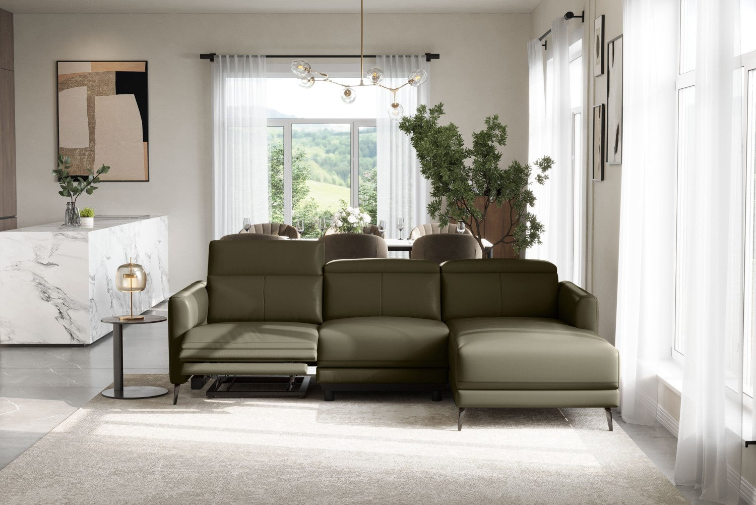 Andria Leather Reclining Sectional Sofa