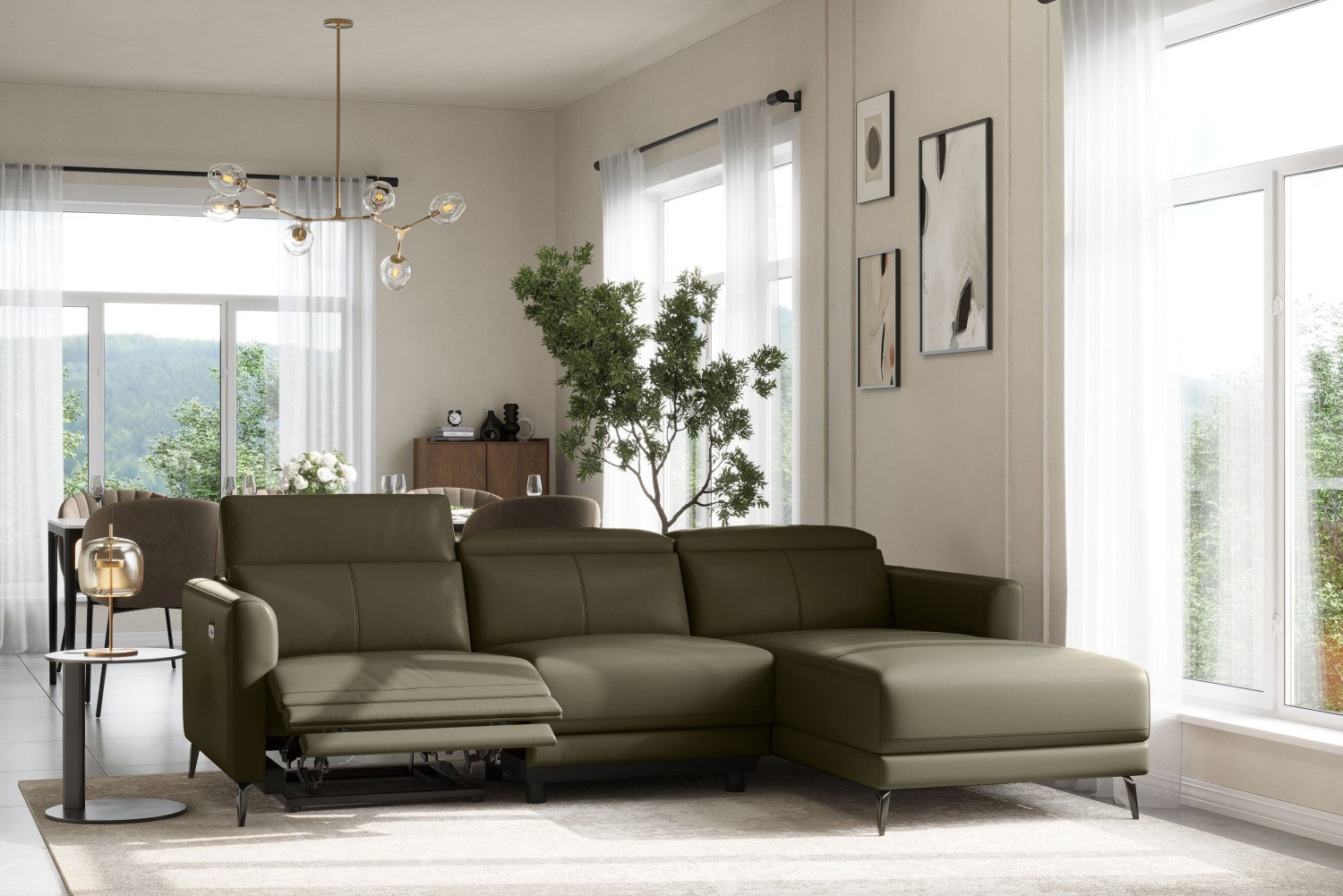 Andria Leather Reclining Sectional Sofa