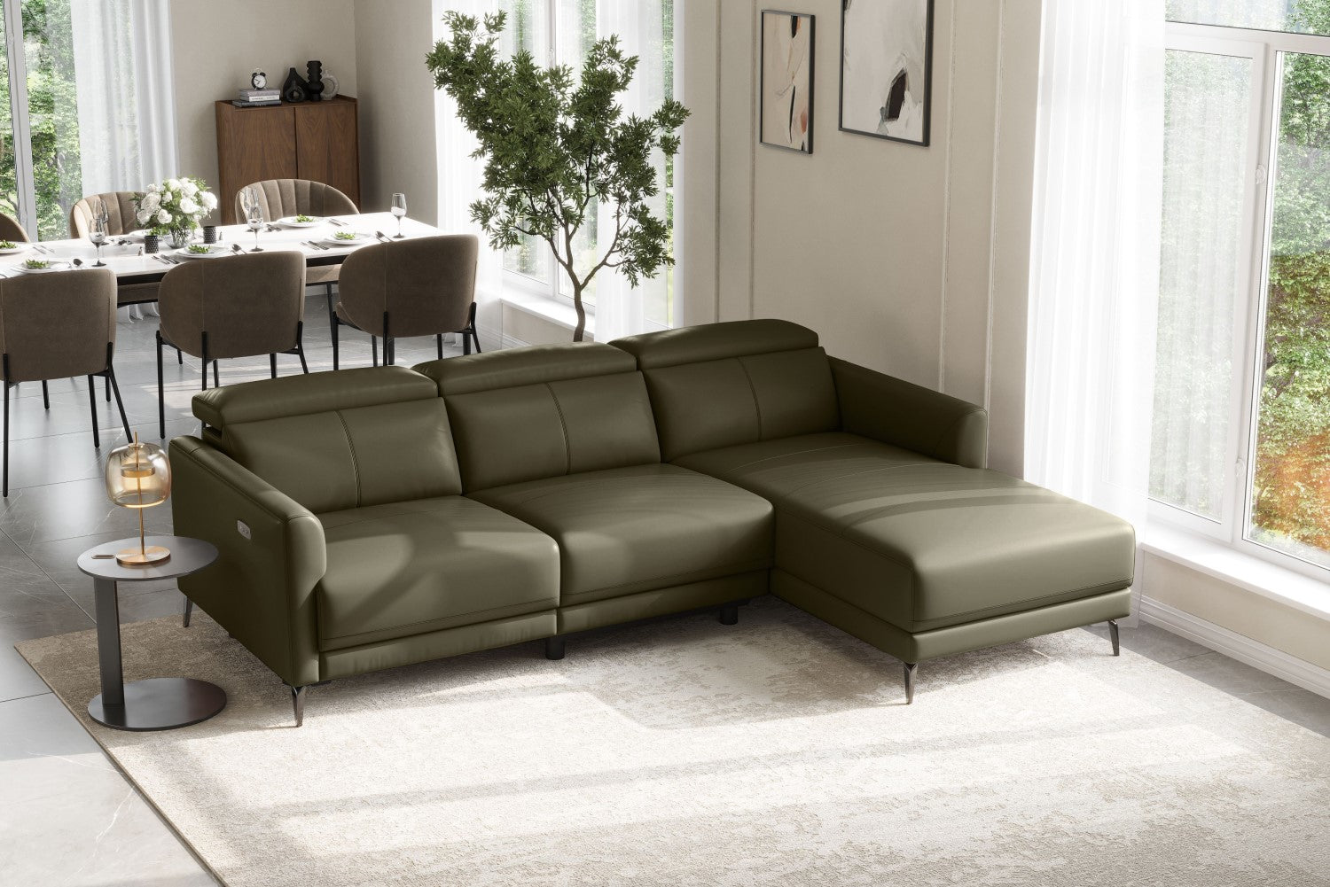 Andria Leather Reclining Sectional Sofa