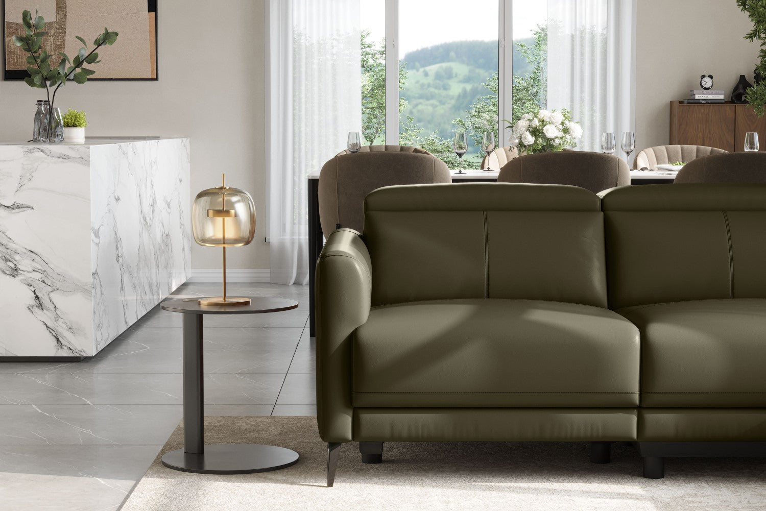 Andria Leather Reclining Sectional Sofa