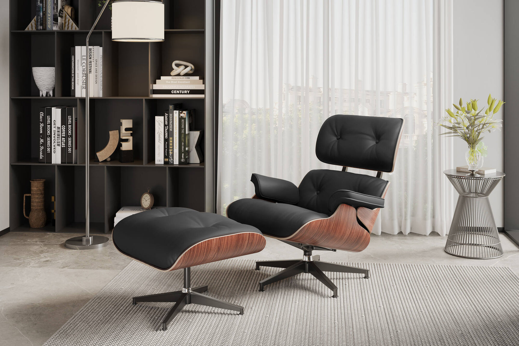 Armoni Leather Chair & Ottoman