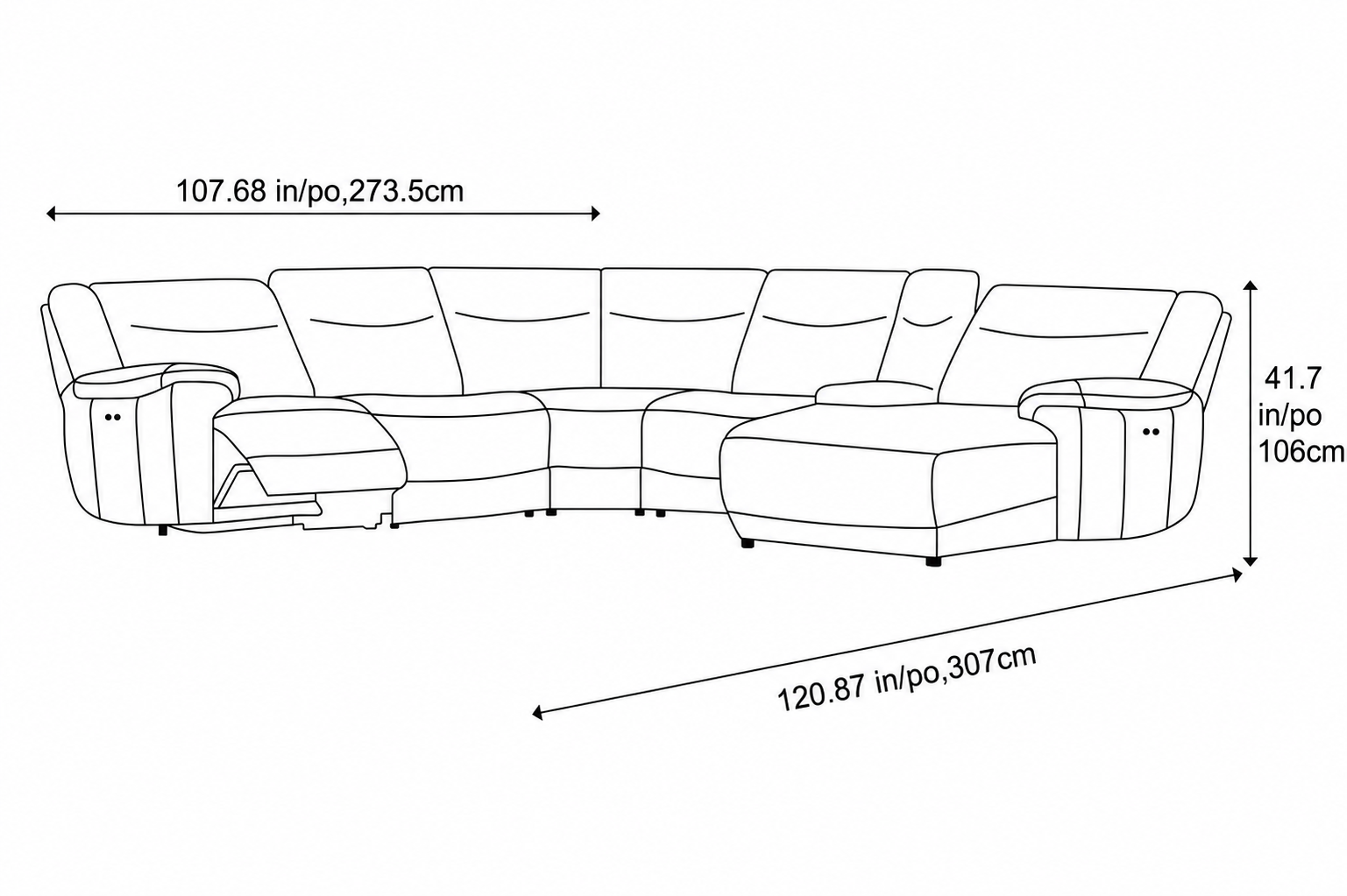 Brianna Leather Recliner Corner Sectional