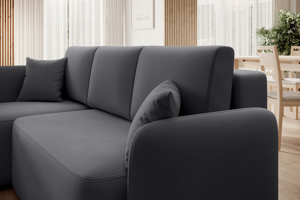 Hadson 3 Seater Storage Sleeper Chaise Sofa - Grey