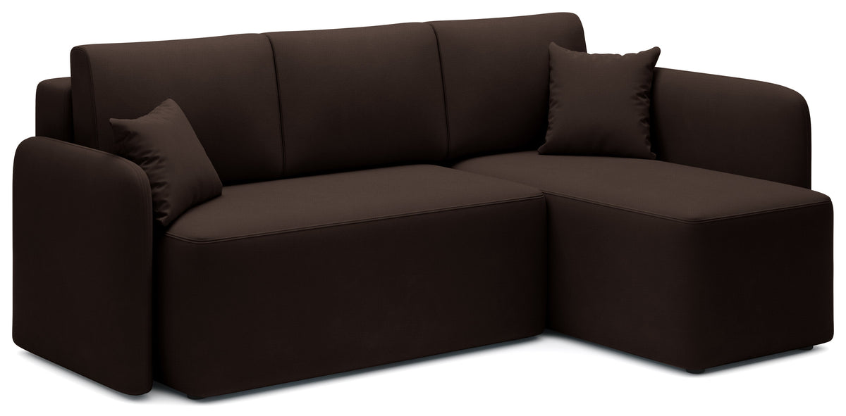 Hadson 3 Seater Storage Sleeper Chaise Sofa - Dark Brown