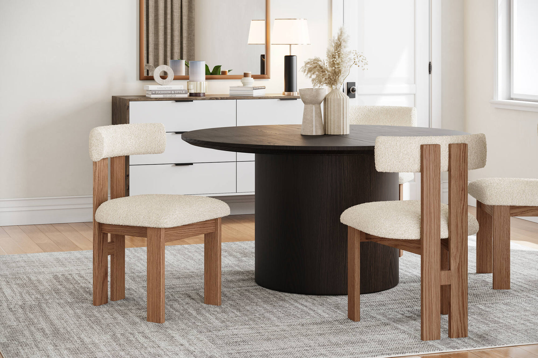 Carlo Boucle Fabric Dining Chair (Set of 2)