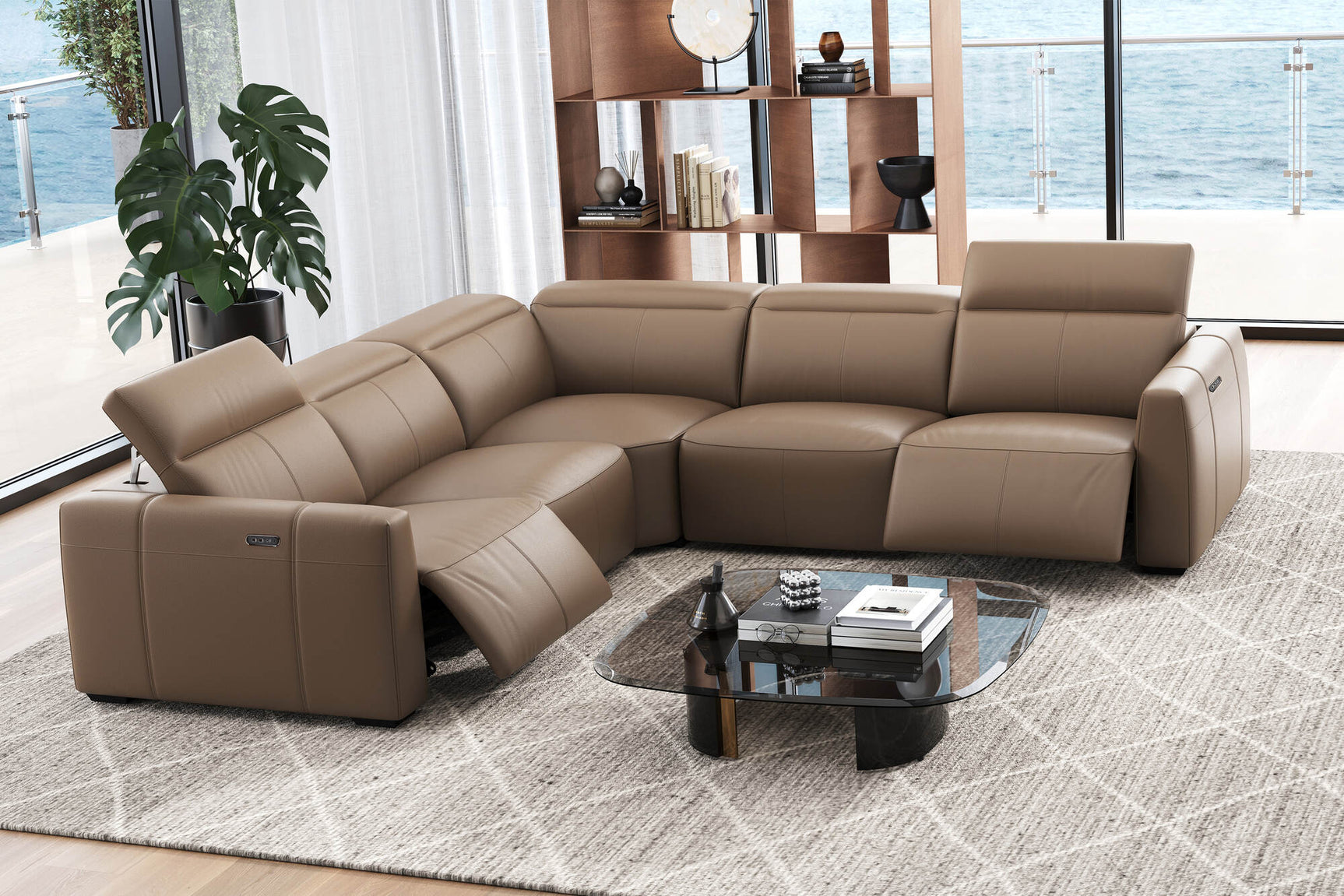 Carmen Leather Dual Recliner Corner Sectional