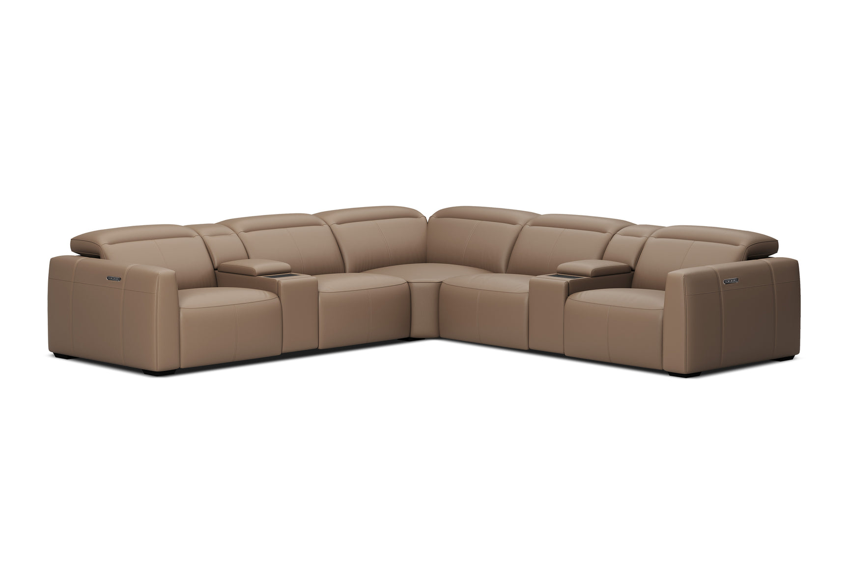 Carmen Leather Dual Recliner Corner Sectional with Console