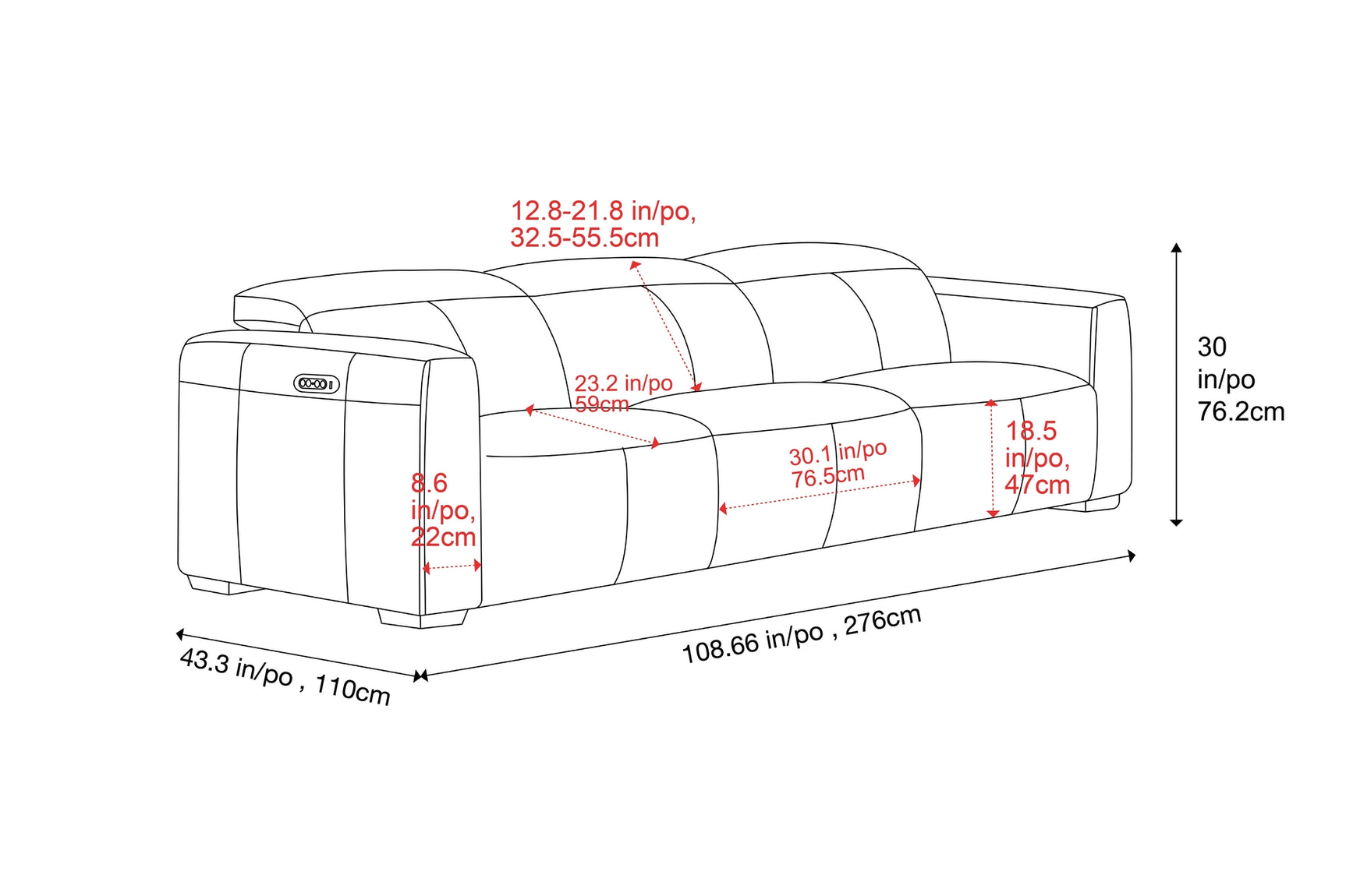 Carmen Leather Dual Recliner Sofa