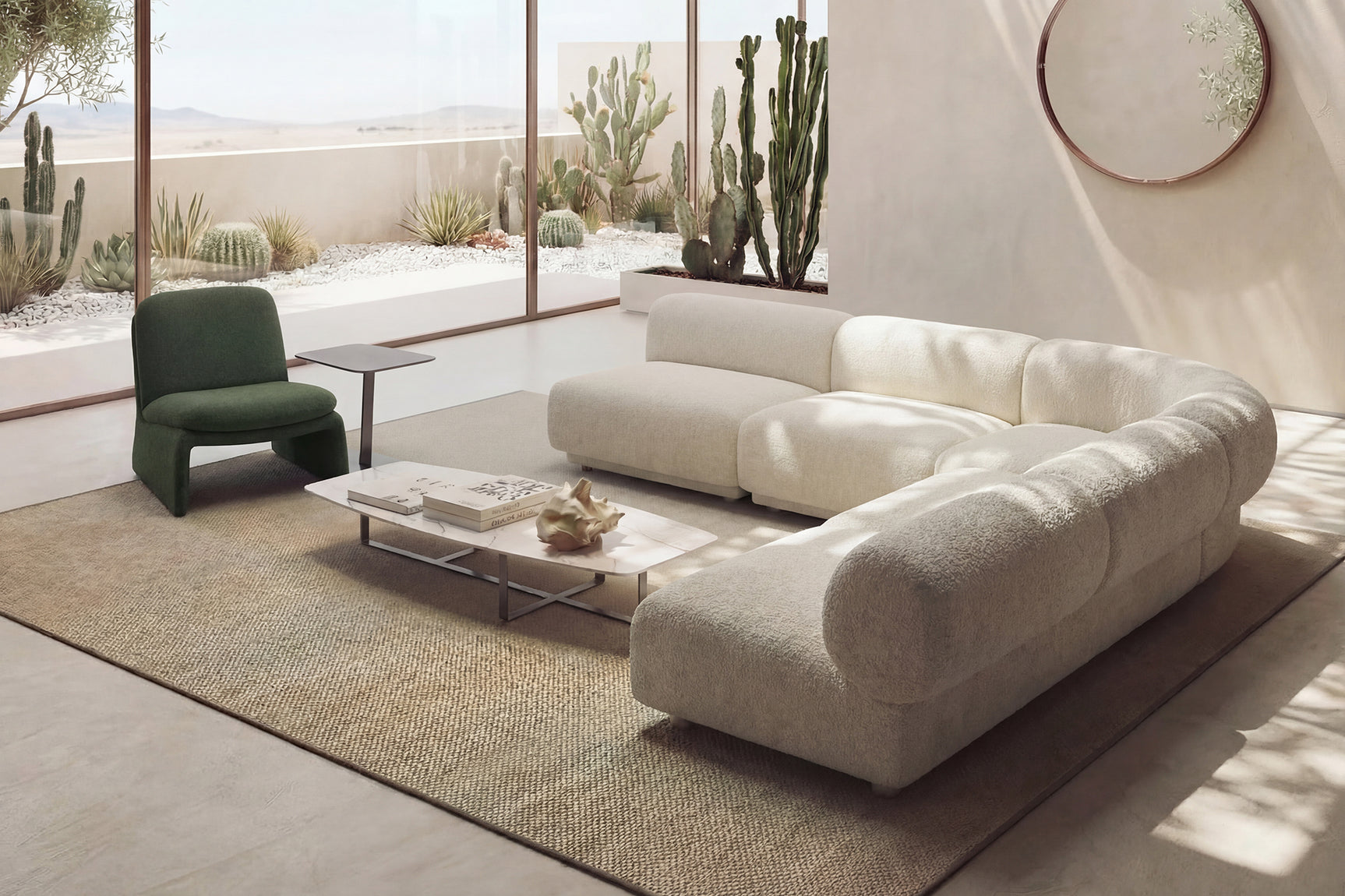Christina Boucle Fabric Right Arm Sofa Module