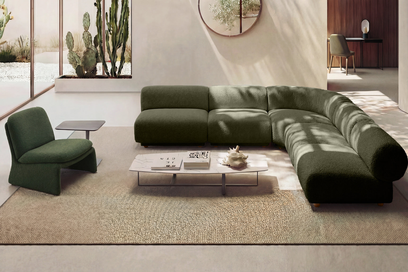 Christina Boucle Fabric Right Arm Sofa Module