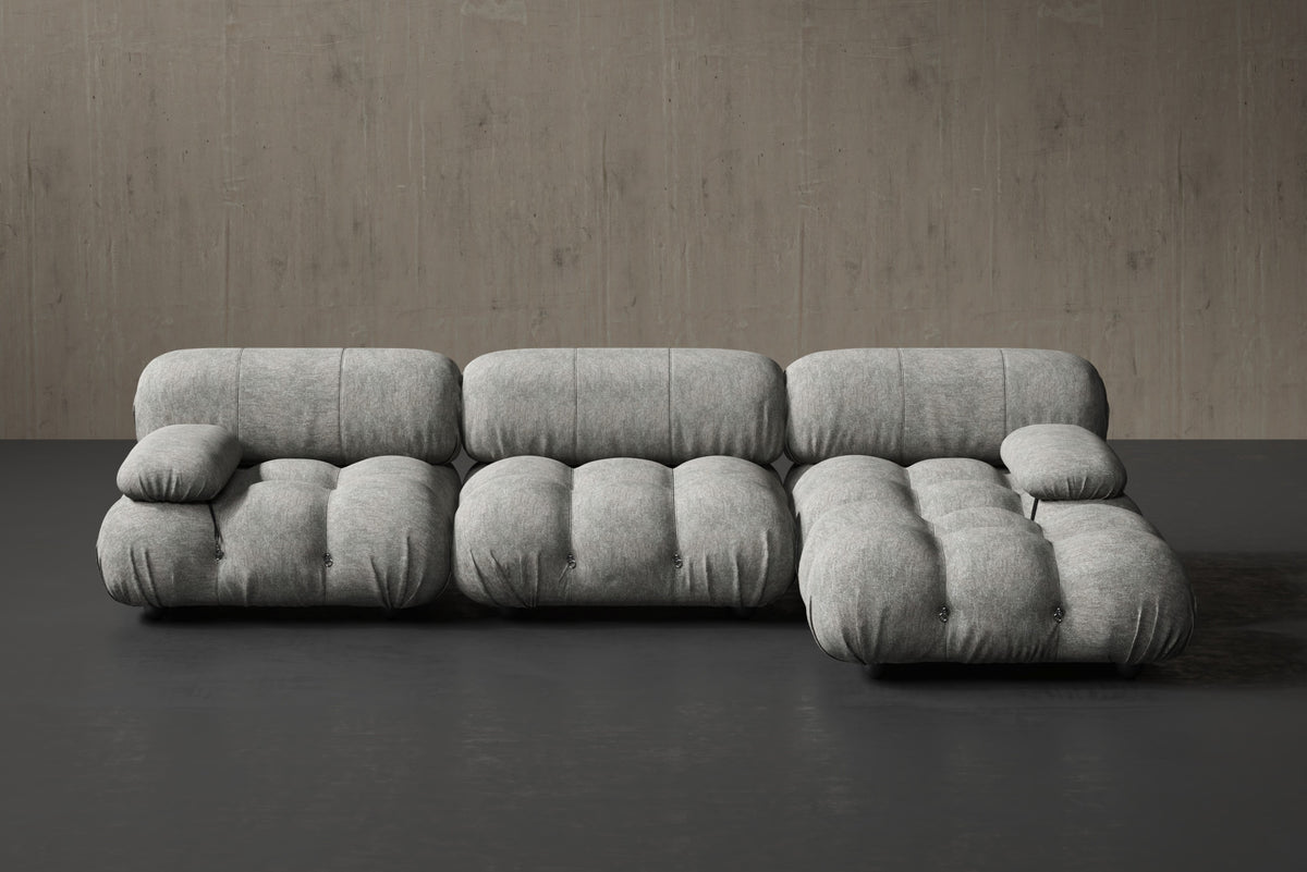 Valencia Doreen Fabric Sectional LShape Sofa, Light Grey