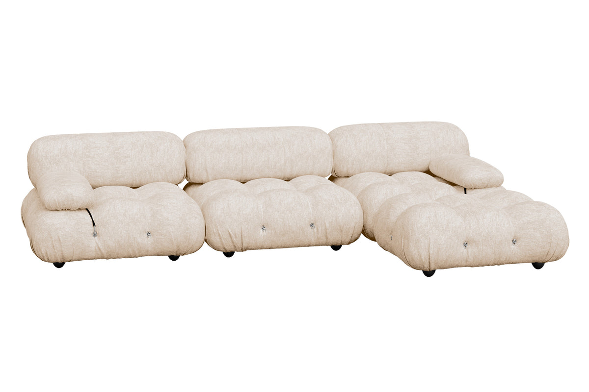 Valencia Doreen Fabric Sectional LShape Sofa, Beige