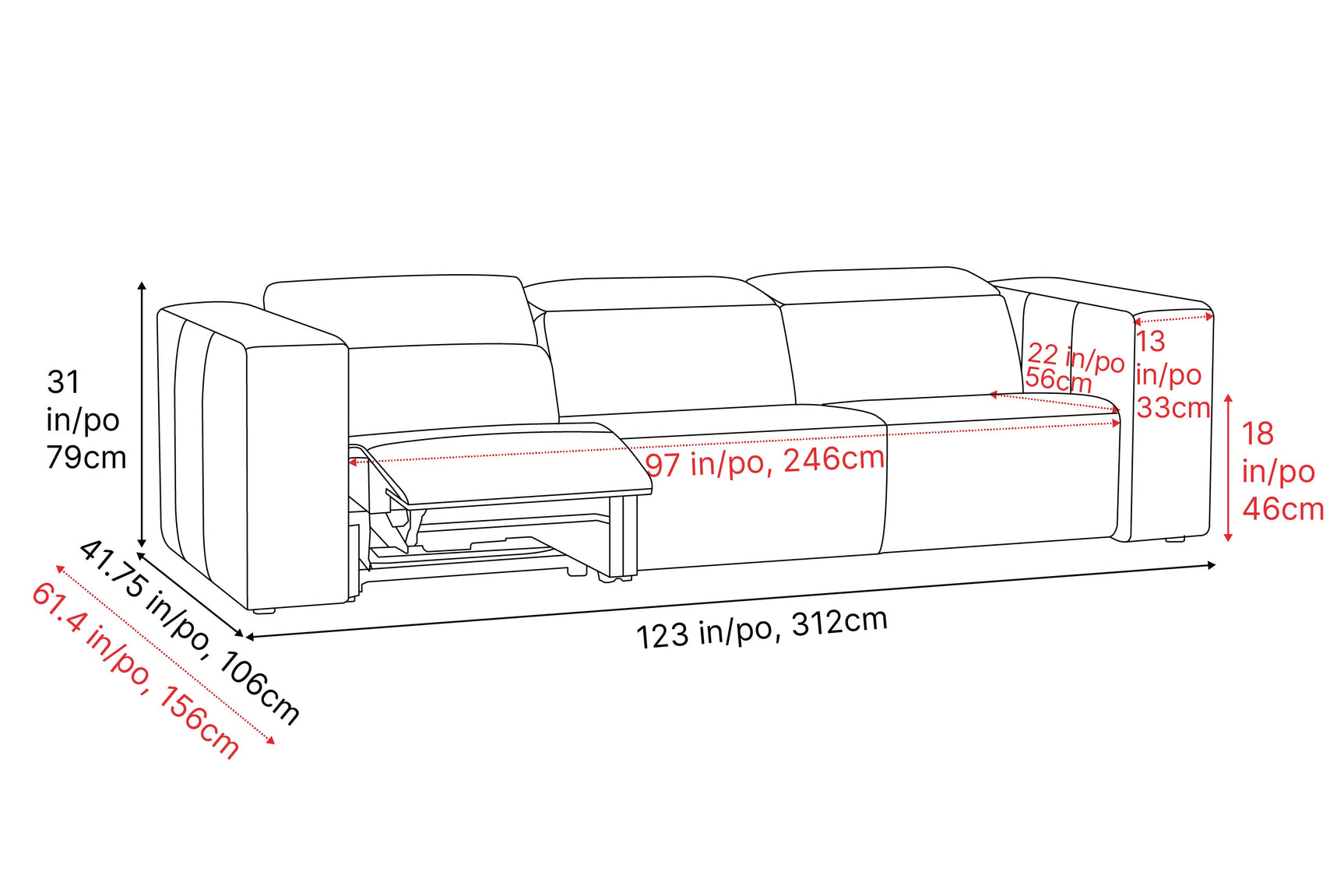 Eden Leather Dual Recliner Sofa