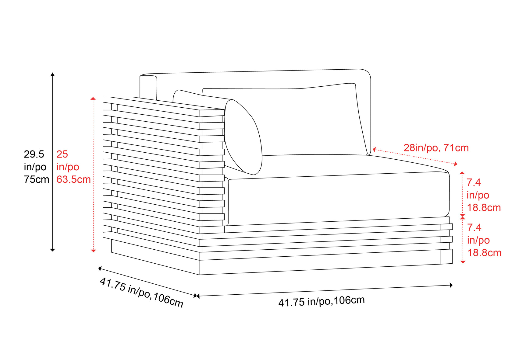 Elise Outdoor Fabric Left Arm Sofa Module